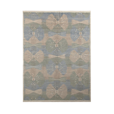 Scandinavian Hand Knotted Wool Geometric Area Rug