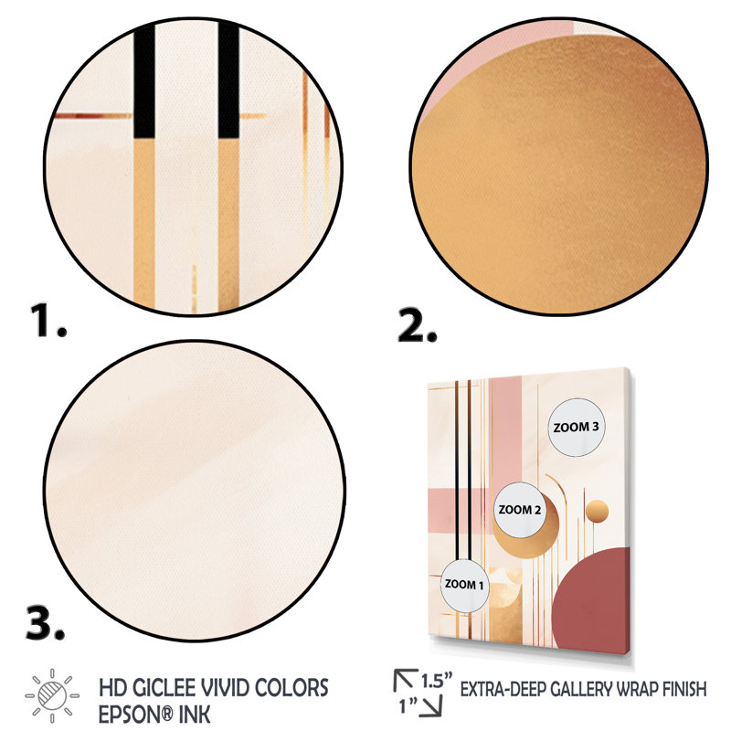 «Art Nouveau Elegance in Retro Pink Gold», reproduction sur toile, Toile tendue, 32" H x 16" W