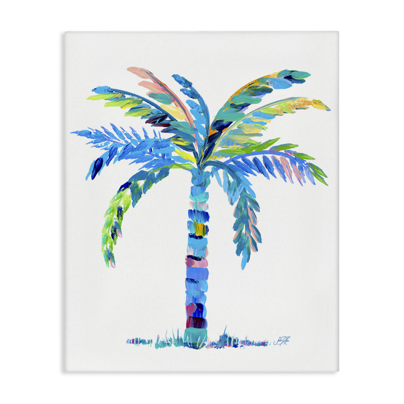 "Bold Blue Palm Tree", art mural par Julie DeRice, H 40 po x l 30 po