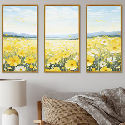 Buttercups Floral Array Field II - Flower Art Wall Art, ensemble d'impression