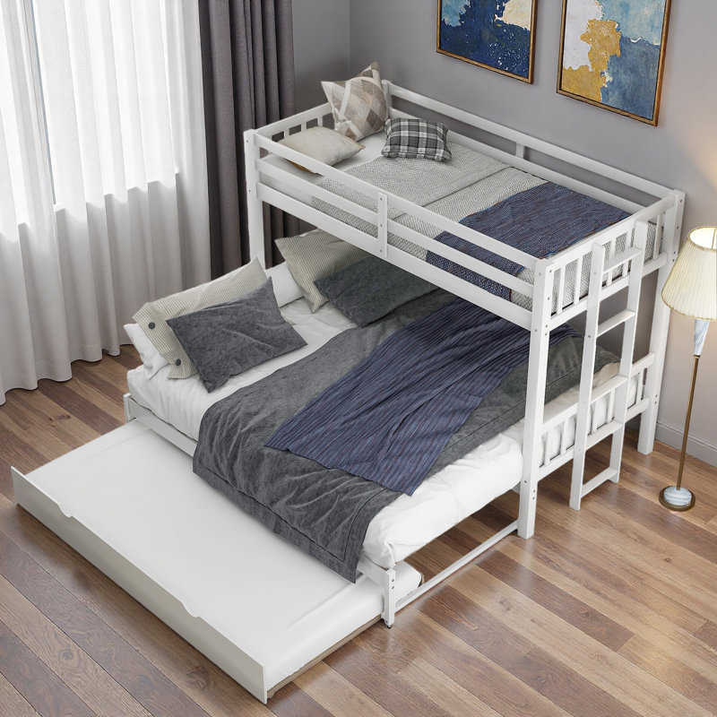 Pull-out Bunk Bed With Trundle, White