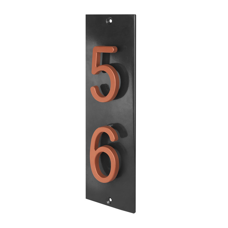 Plaque d'adresse verticale flottante en aluminium Royal Shade - numéros de maison à 2 chiffres personnalisés pour les espaces intérieurs et extérieurs