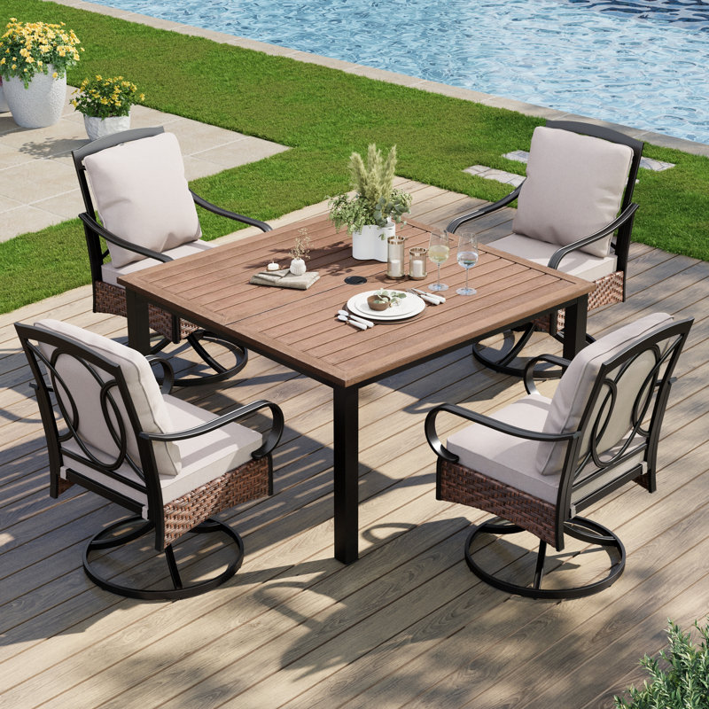 Argyri 4 - Person Patio Dining Set with Square Table , Cushions Included