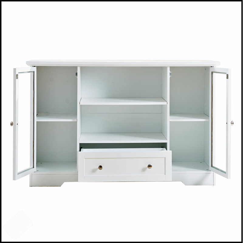 Buffet Farmhouse en bois avec tiroirs, portes et tablettes réglables pour un rangement polyvalent dans la cuisine