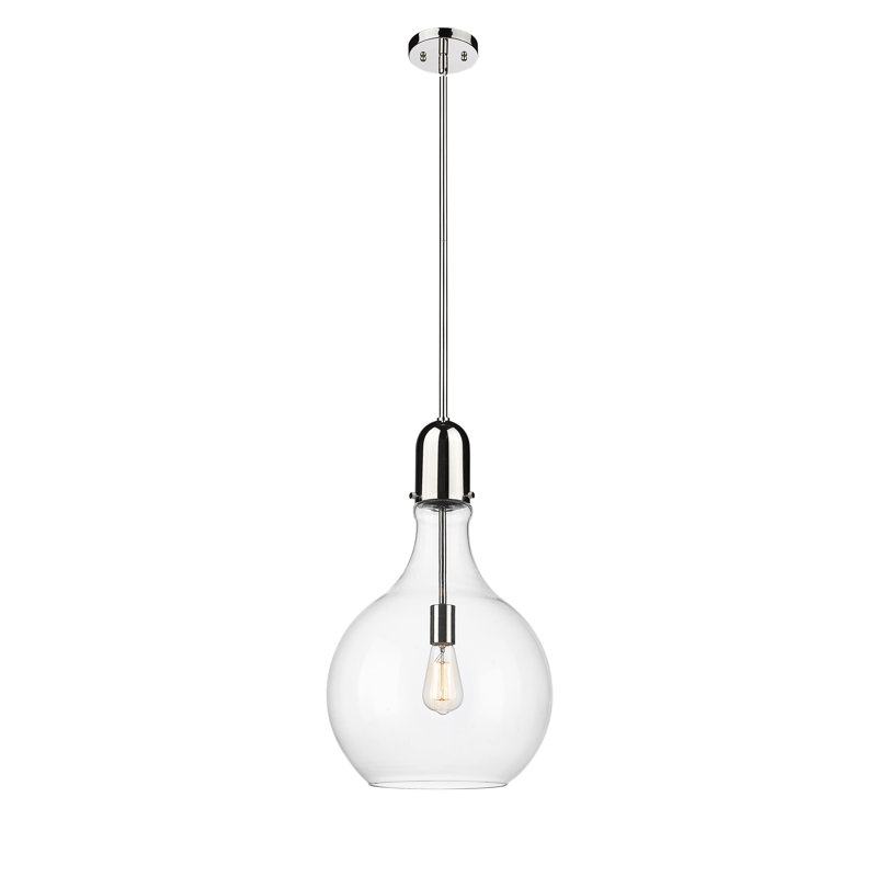 Luminaire suspendu à globe unique à 1 lumière, DEL, H 55,75 po x l 13,75 po x P 13,75 po, Transparent