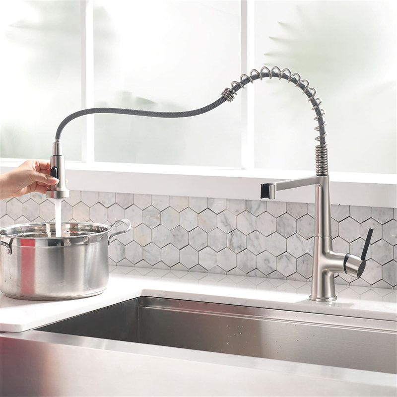 AWZTOO Pull Down Kitchen Faucet, Brushed Nickel