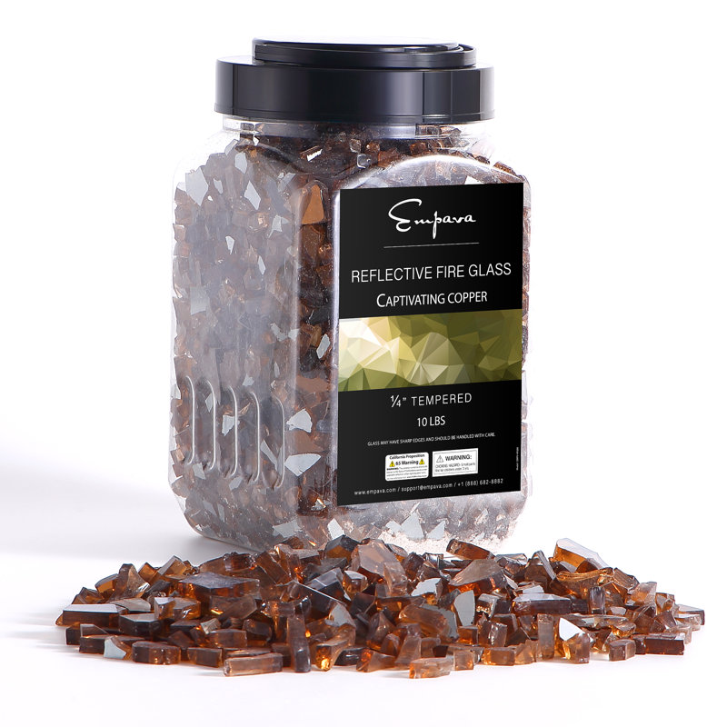 Empava 10 lb Verre trempé réfléchissant 1/4 de pouce, pour foyer au gaz, Cuivre, 1/2-in