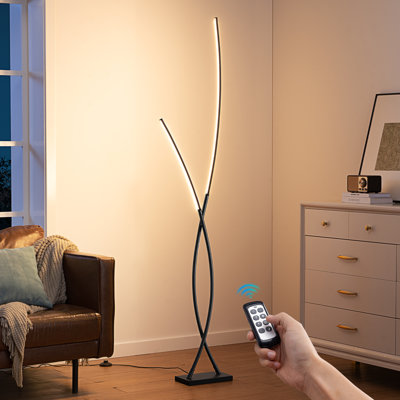 Lampe sur pied arquée 70,9 po moderne avec bras réglables - rotation à 350 °, intensité variable, télécommande et interrupteur au pied pour le salon, la chambre à coucher et le bureau à domicile