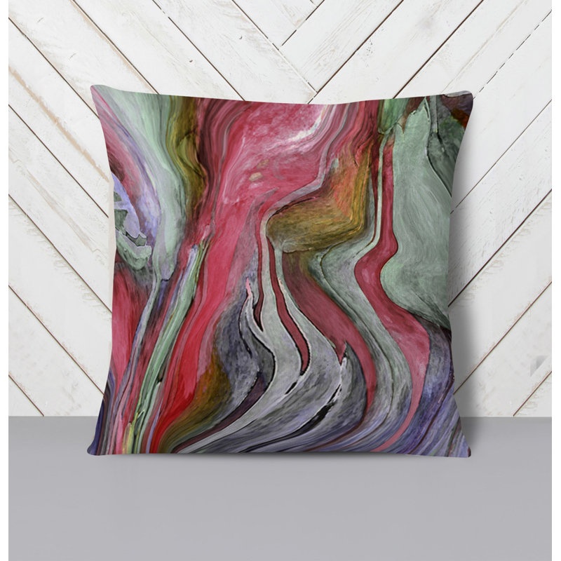 Throw Pillow With Insert, Gray/Pink Abstract 2, 18"H x 18"W