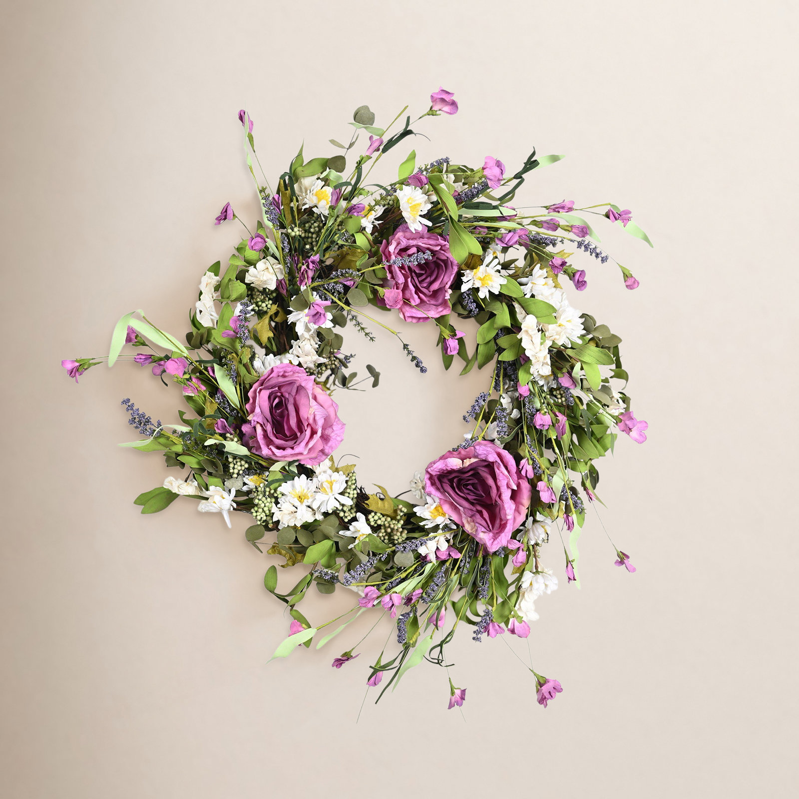 24" Handcrafted Berry No Holiday Wreath, Purple