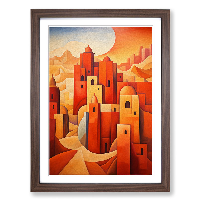 Desert Cubism - Framed Print, 64" H x 46" W x 2" D, Walnut