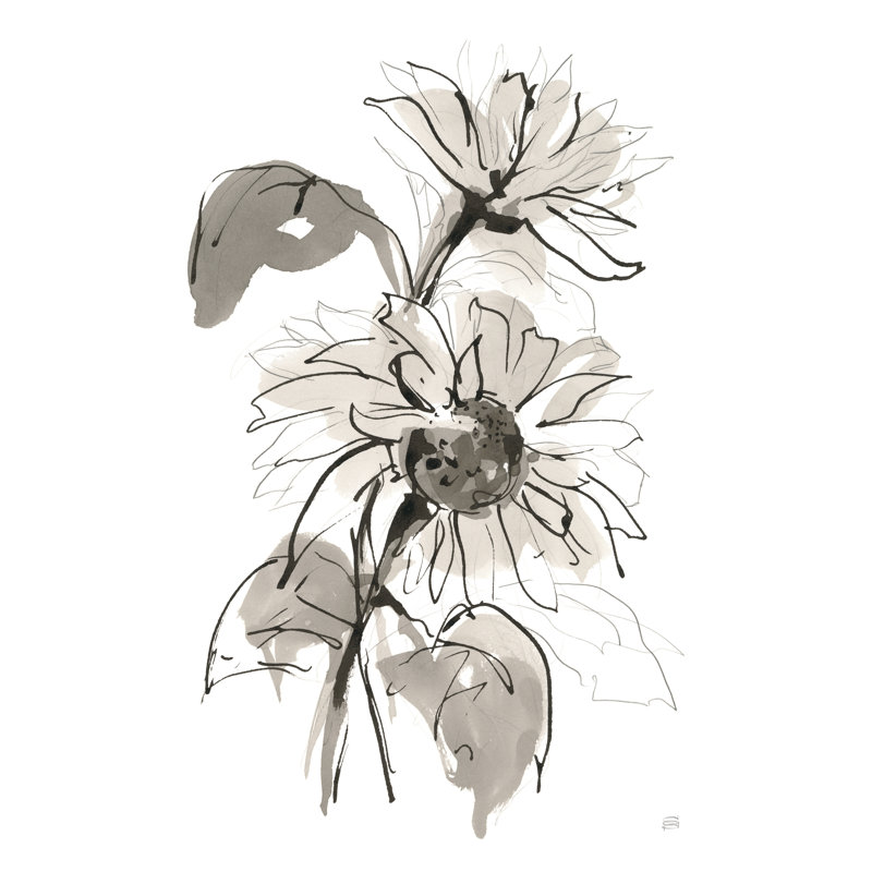 Encre tournesol II par Chris Paschke - impression, Non, H 48 po x l 32 po x P 1,25 po, Imprimé à cadre argenté