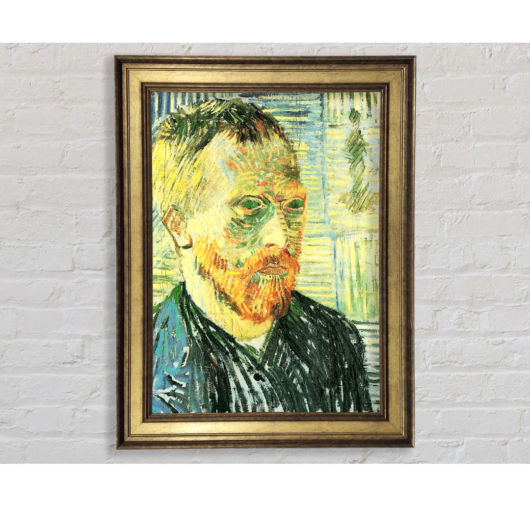 Selbstporträt mit Hintergrund aus japanischem Holzschnitt von Van Gogh - Einzelne Bilderrahmen Kunstdrucke