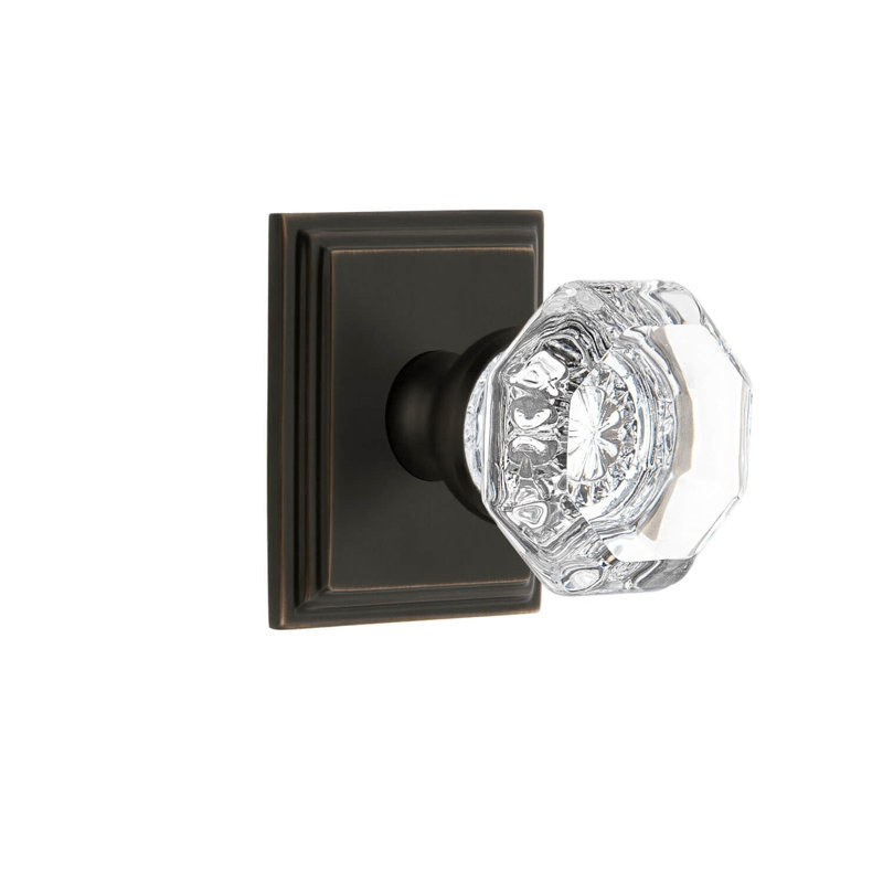 Grandeur Concealed Screw Mechanism Geometric Knob with Square Rosette, Timeless Bronze, 2.75"