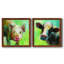 «Colorful Quirky Pig», ensemble de 2 peintures sur toile encadrées-652378708-652378711