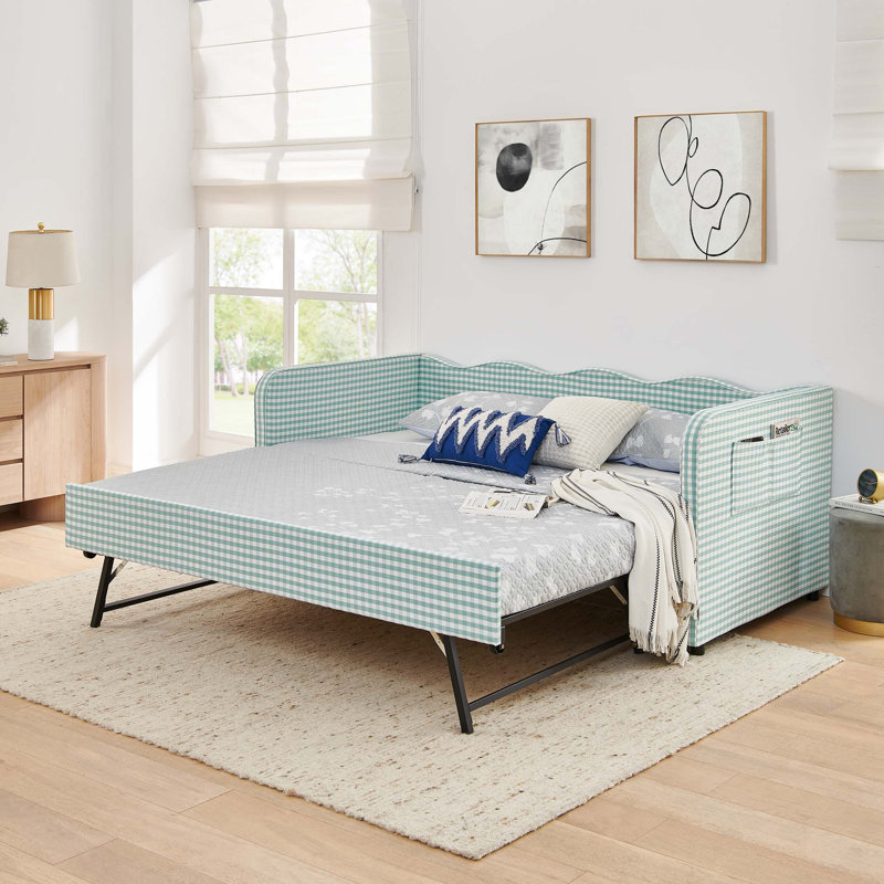 Lit de jour convertible 3-en-1 polyvalent avec couchette coulissante et poches de rangement
