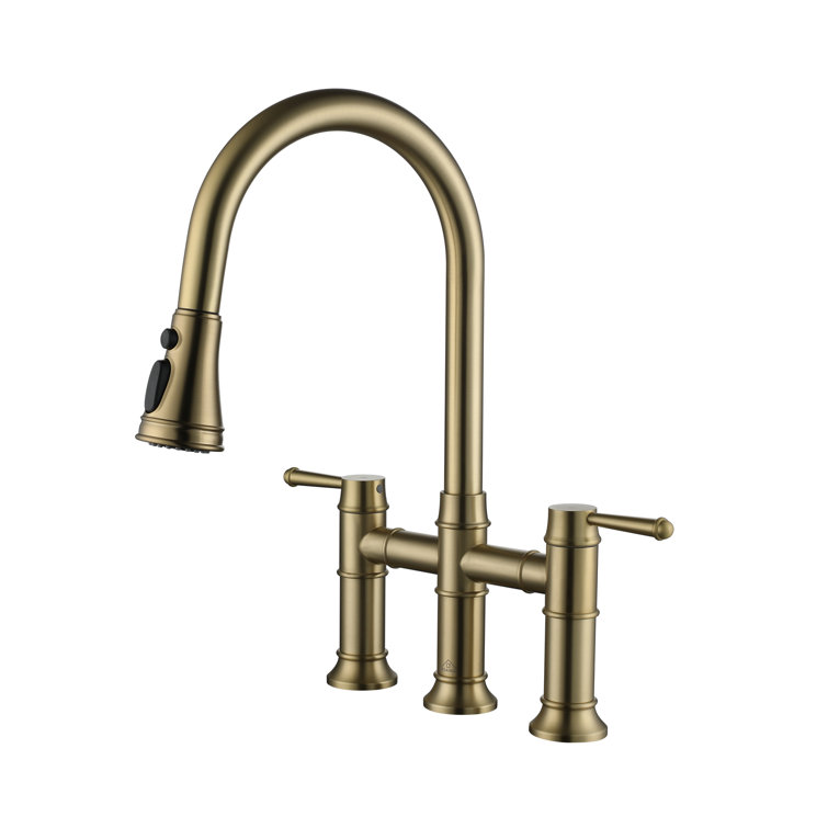 Sleek Pull Down Bridge Faucet with Accessories