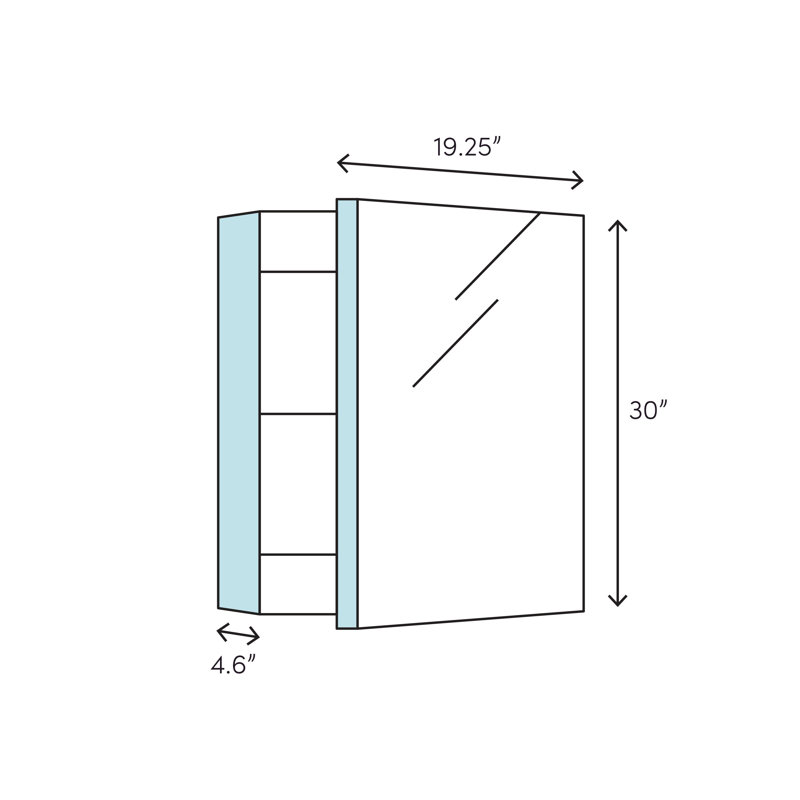 PL Series 1-Door Recessed Or Surface Mount Frameless Medicine Cabinet With 3-Adjustable Shelves and Electrical Outlet, Left