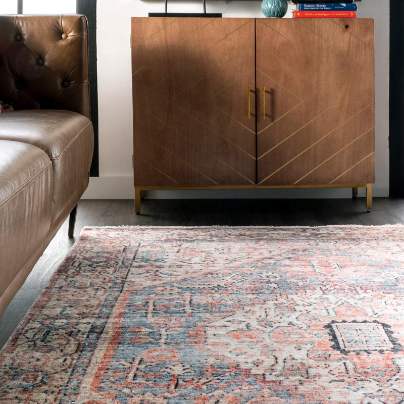 Tapis oriental bleu / noir / orange, Rectangle 4 pi x 6 pi