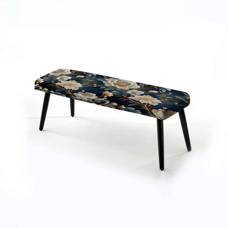 Banc rembourré floral noir Imperial Opulence