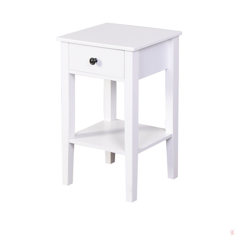Table de rangement blanche sur pied avec tiroir