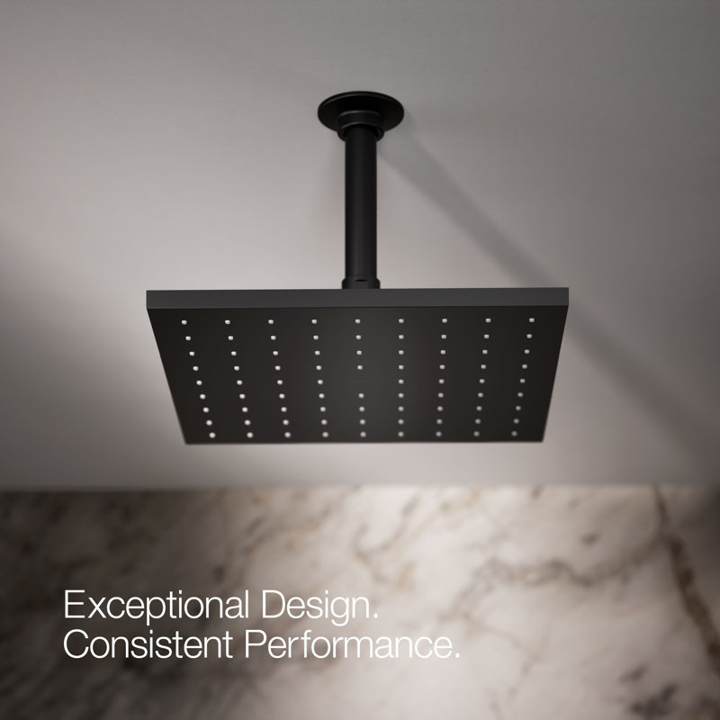 Contemporary Multi Function Rain Shower Head, Matte Black, 1.75 GPM, Square