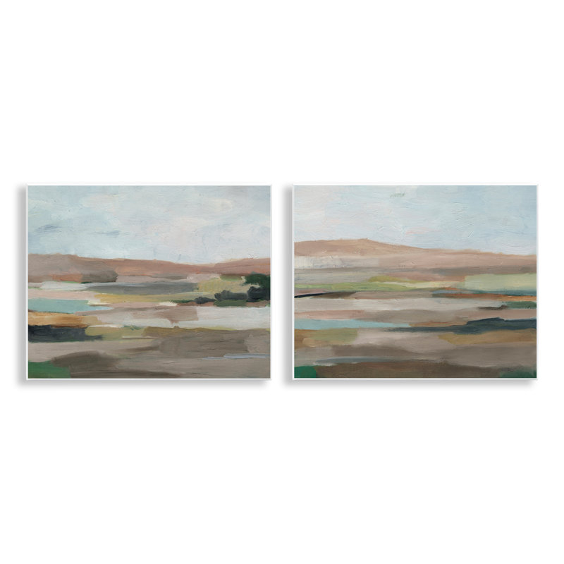 «Neutral Abstract Landscape», ensemble de 2 plaques murales par Ethan Harper
