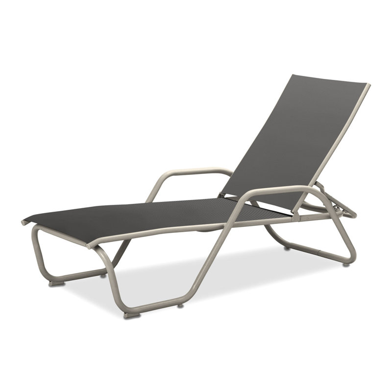 Outdoor Rust-Resistant Metal Chaise Lounge, Titanium Sunbrella®, Textured Warm Gray