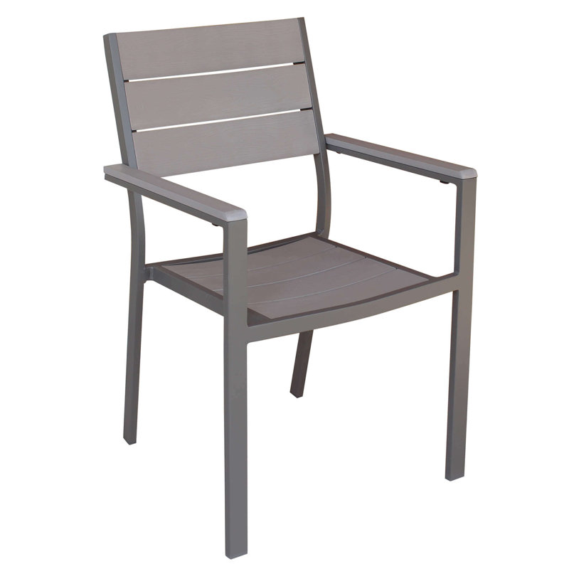 Lella Stacking Patio Dining Armchair, Taupe