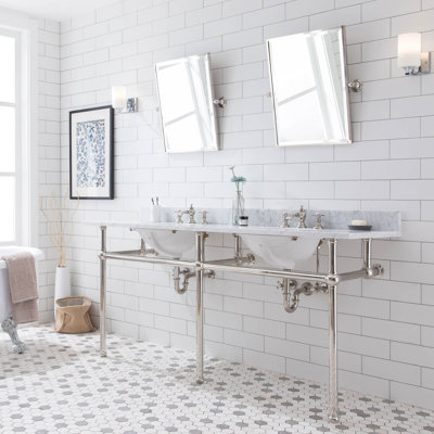 Copeland Stone Oval Console Bathroom Vanity with Faucet and Overflow