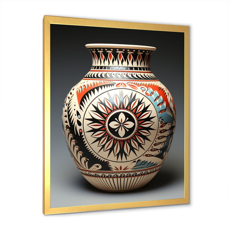 " Native Pueblo Pottery I ", Gold Single Picture Framed, 20" H x 12" W x 1" D