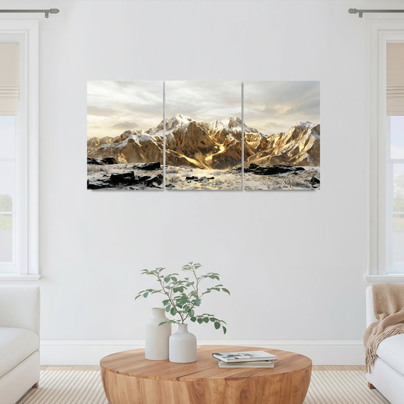 Paysage de montagne, impression sur toile tendue sur toile, ensemble de 3, H 18 po x l 36 po