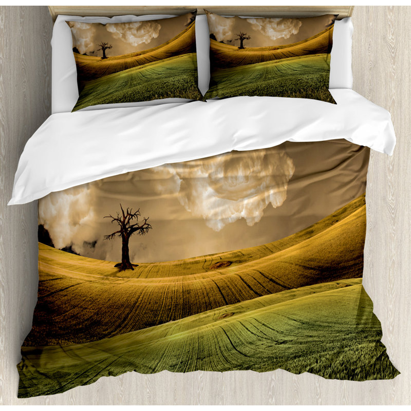 Rustic Polyester Duvet Cover, King Duvet Cover + 2 Pillow Sham