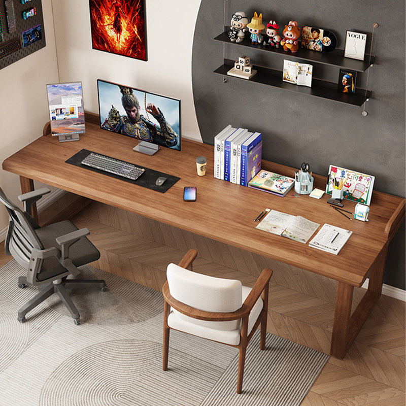 Bureau d'écriture rectangulaire en bois massif brun noisette, H 29,53 po x l 78,74 po x P 23,62 po