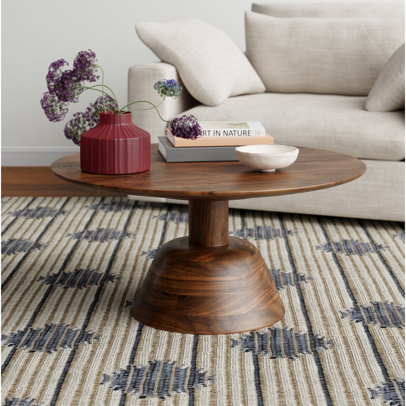 Table basse à 1 piédestal en bois massif James, Noir