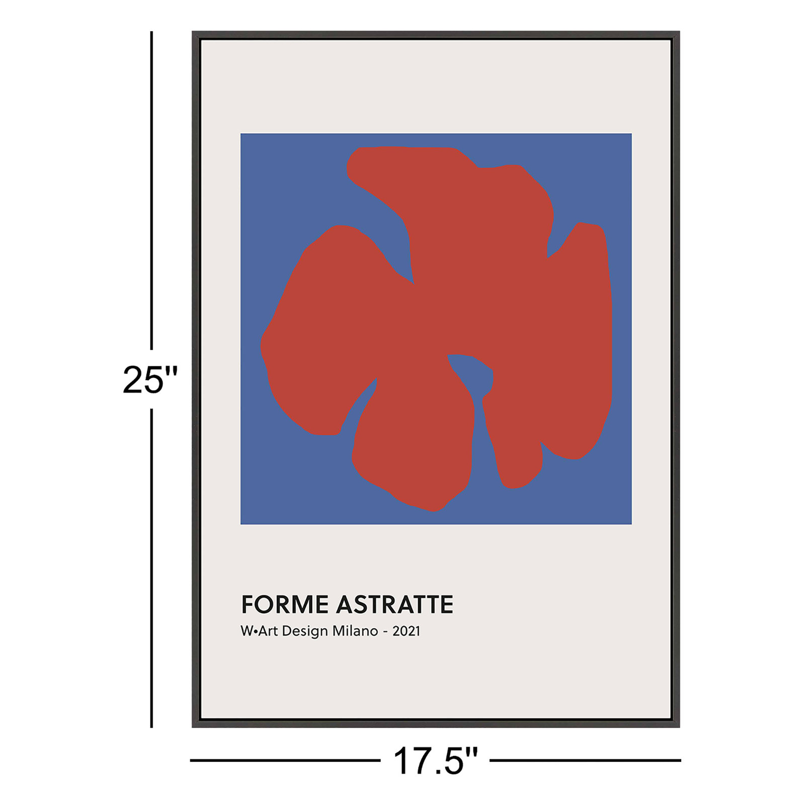 Despina Forme Astratte Blue & Red by Romina Gadler, Black Framed Paper, 25" H x 17.5" W x 1.25" D