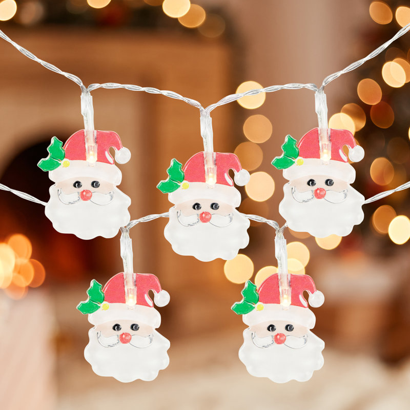 10-Count LED Santa Claus Micro Christmas Light Set 4.5Ft  Clear Wire