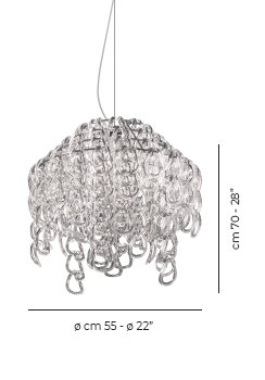 Giogali 1 - Light Pendant, 90" H x 14.5" W x 14.5" D, Glossy Chrome, White