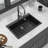 Quartz Kitchen Sink - 33"X22"X9.65" Black Granite Composite Drop In Kitchen Sink