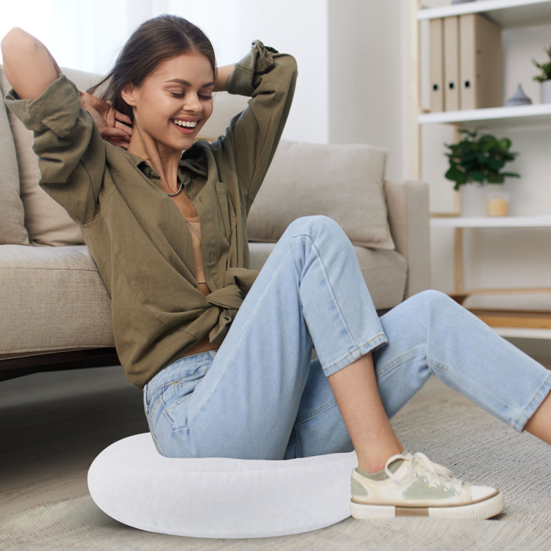  Housse de coussin rond et insert, Blanc