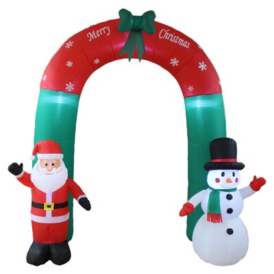 8 Foot Tall Giant Christmas Lighted Inflatable Archway Santa Claus and Snowman with Green Bowtie Indoor / Outdoor Holiday Blow Up Yard Garden Decorati -  The Holiday AisleÂ®, 100331