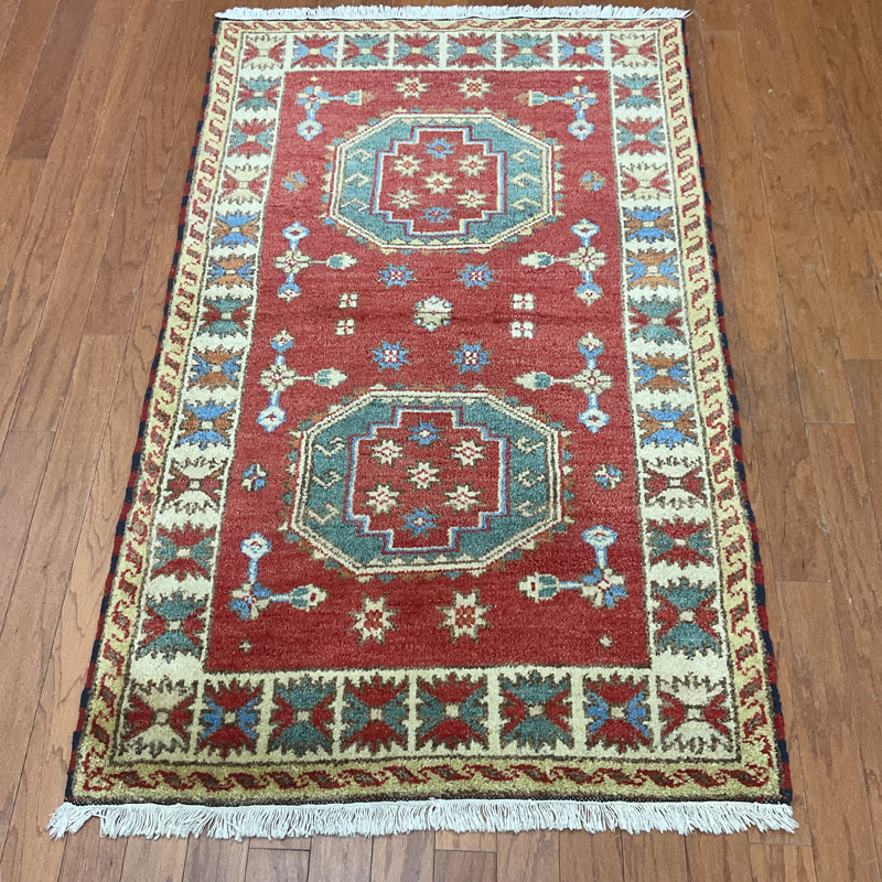 Tapis en laine fabriqué à la main Indo Kazak
