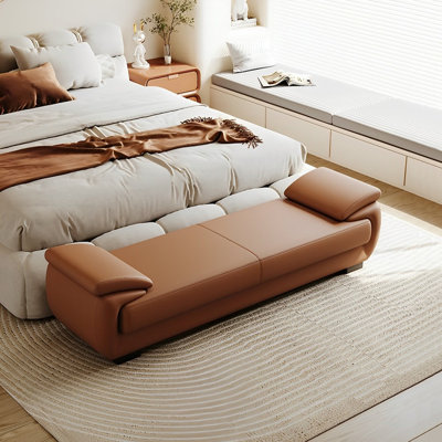 Banc rembourré en cuir véritable Minesha