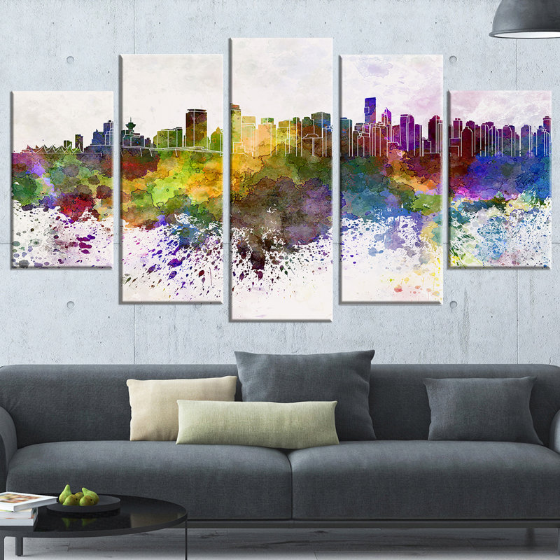 « vancouver horizon », ensemble de 5 reproductions d’art sur toiles tendues