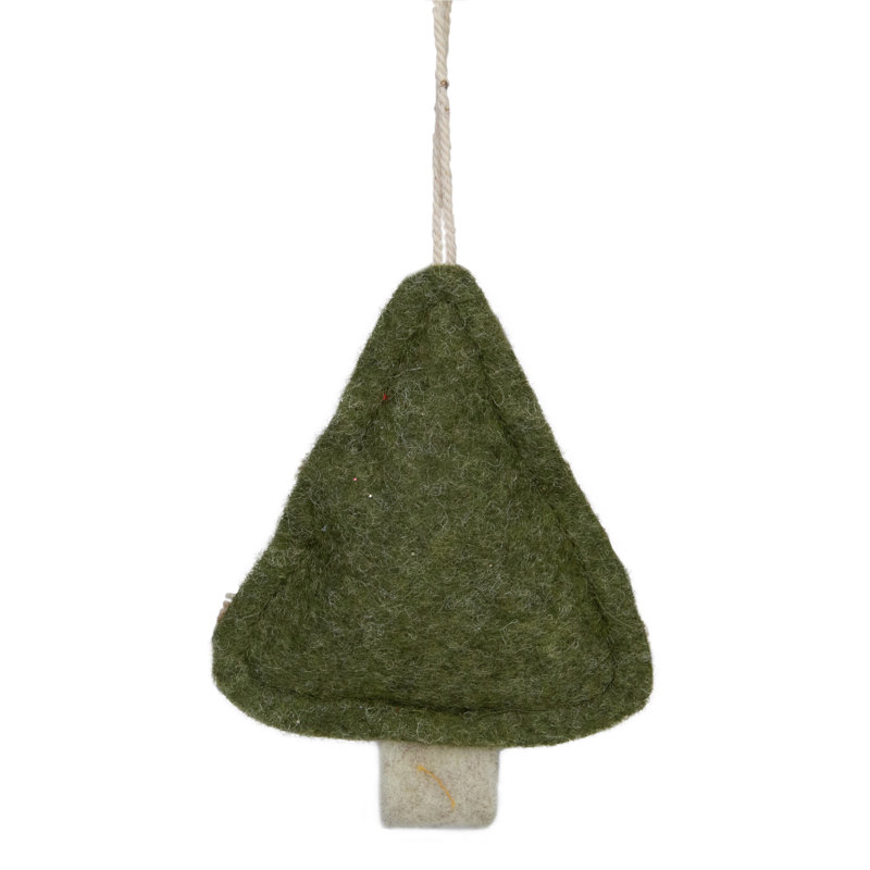 Ornement de Noël vert 4,5 po en forme d'arbre en peluche