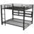 Metal Queen over Queen Bunk Bed with Storage Cabinets and LED, Black