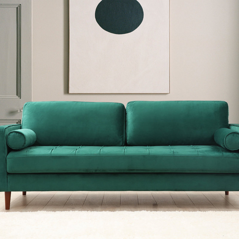 Canapé rembourré 84,6 po Haifa, 100 % polyester vert