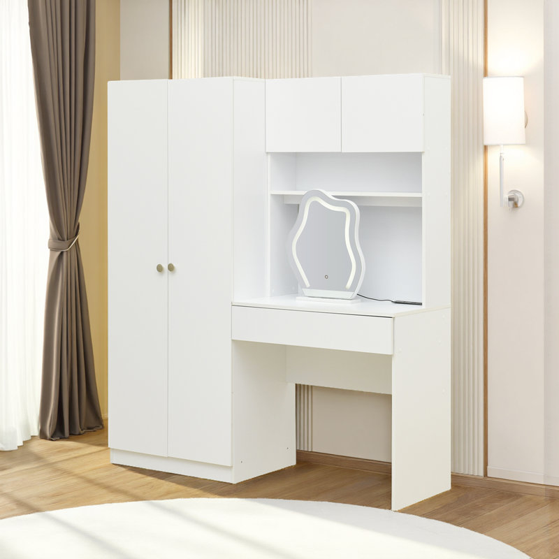 Armoire de coiffeuse en bois avec miroir et tiroirs pour la chambre à coucher