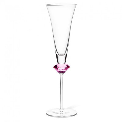 Pink Crystal In Stem Flute Glass
