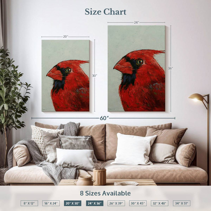 Brampt A Northern Cardinal, 36" H x 24" W